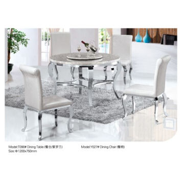 Modern Round Dining Table with Marble/Glass